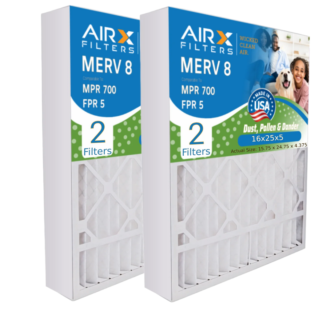 16x25x5 Air Filter MERV 8 Comparable to MPR 700 & FPR 5 Suitable with Honeywell FC100A1029 EXPXXFIL0016 Premium USA Made 16x25x5 Furnace Filter 2 pack by AIRX FILTERS WICKED CLEAN AIR.