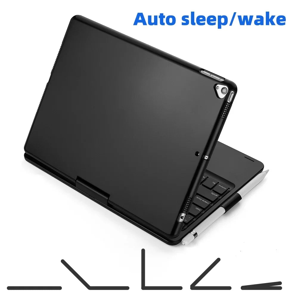 DFITO iPad Case with Keyboard, 360° Rotatable Backlit Keyboard with Pencil Holder for 10.2 inch iPad 9th Gen 2021/ 8th Gen 2020/ 7th Gen 2019 and iPad Air 3 / Pro 10.5" -Black