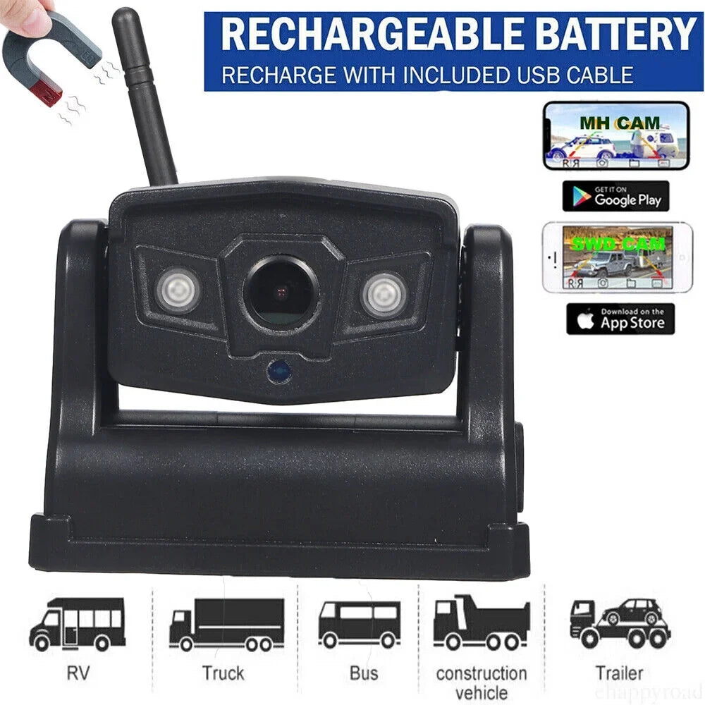 JahyElec WiFi Wireless Backup Camera, Magnetic Mount, 9600mAh Battery, Excellent for Front/Rear View