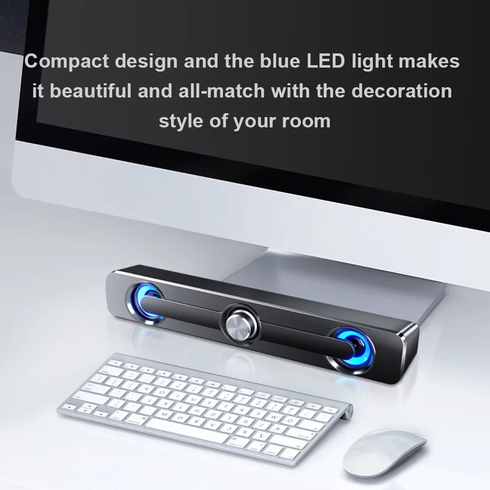 V-111 Computer Speaker USB Wired Powerful Bar Stereo Subwoofer Bass Speaker Surround Sound Box for PC Laptop Phone Tablet MP3 MP4