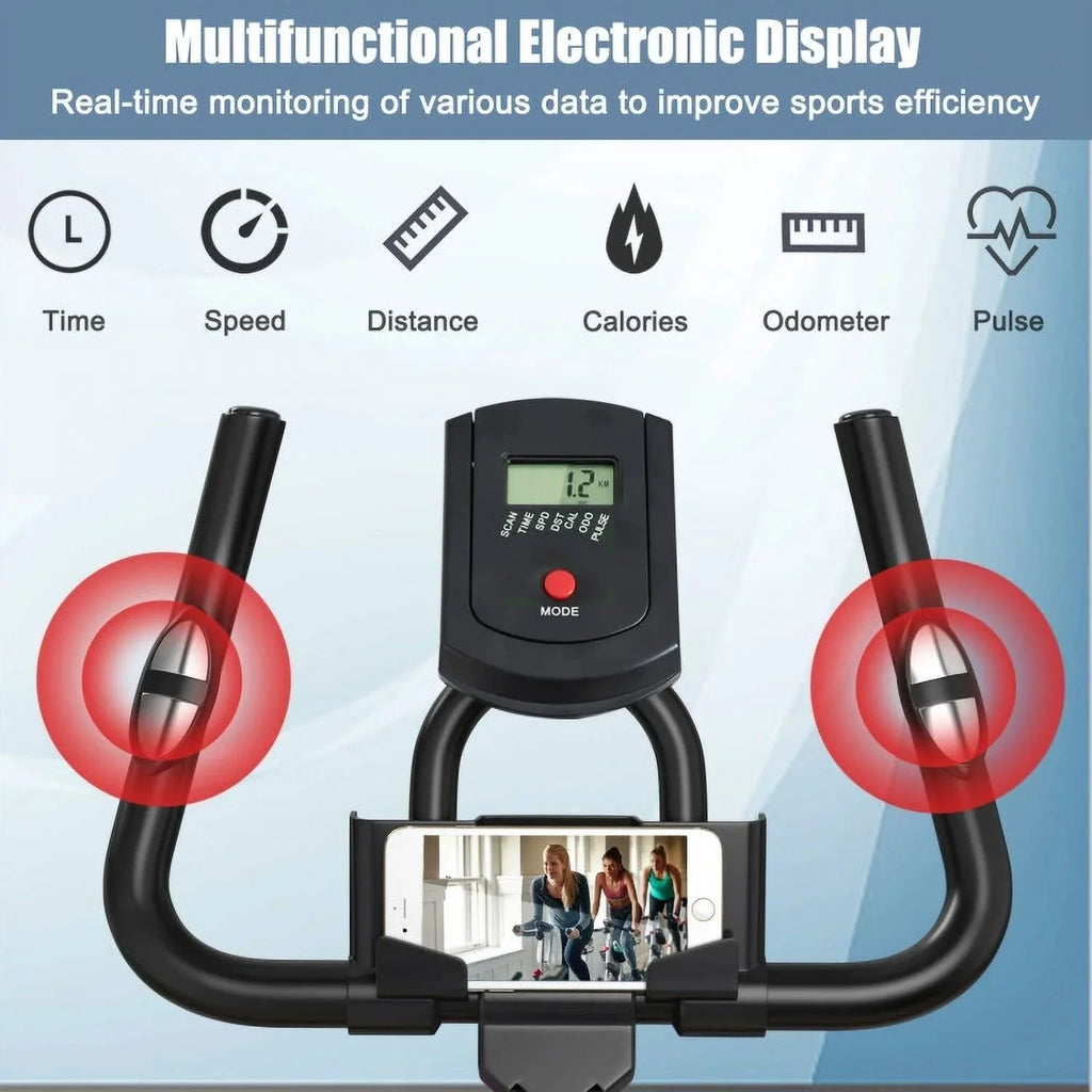 FEIKUQI Exercise Bicycle, Adjustable Resistance Silent Belt Drive, Gym Indoor Stationary Bike, Red