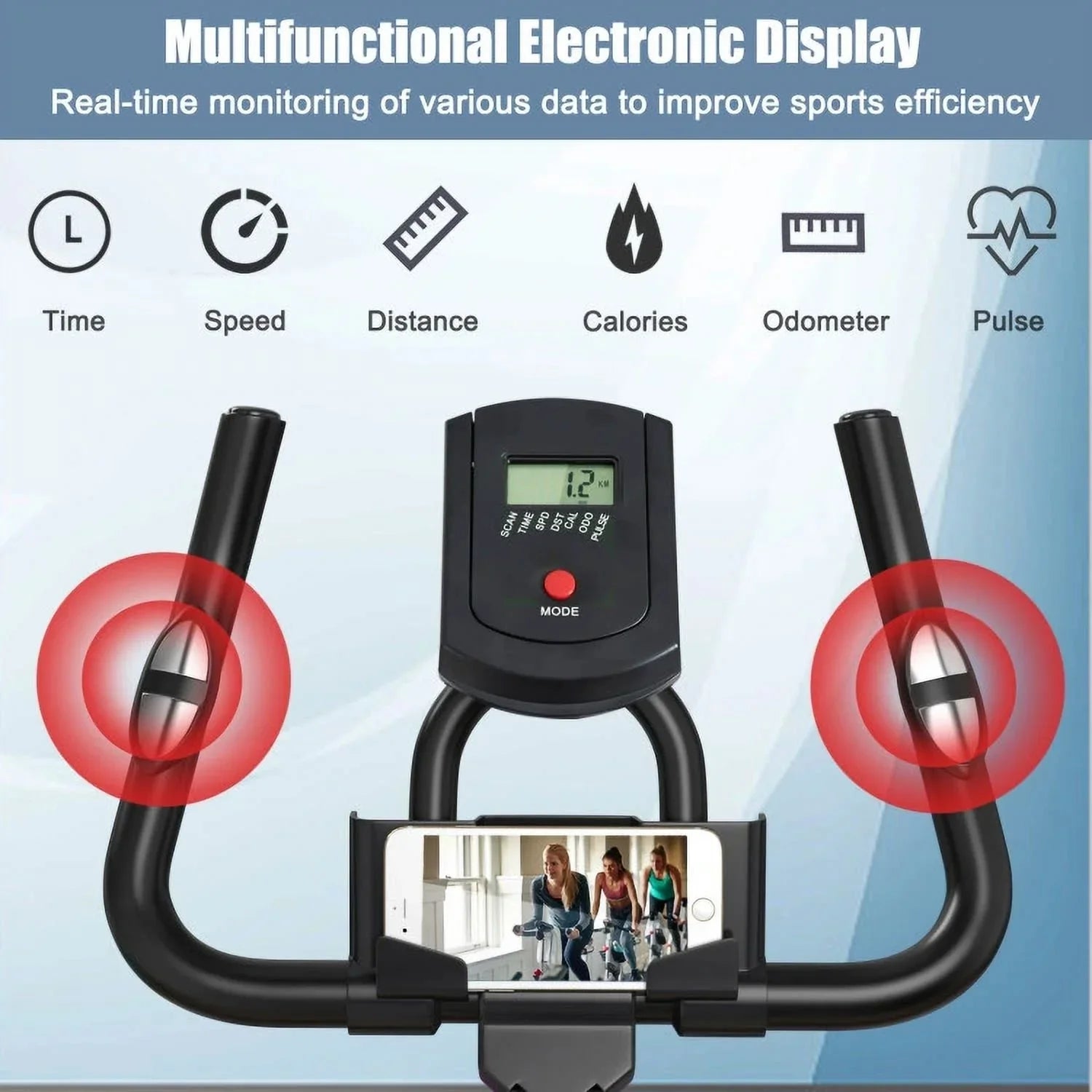 FEIKUQI Exercise Bicycle, Adjustable Resistance Silent Belt Drive, Gym Indoor Stationary Bike, Red