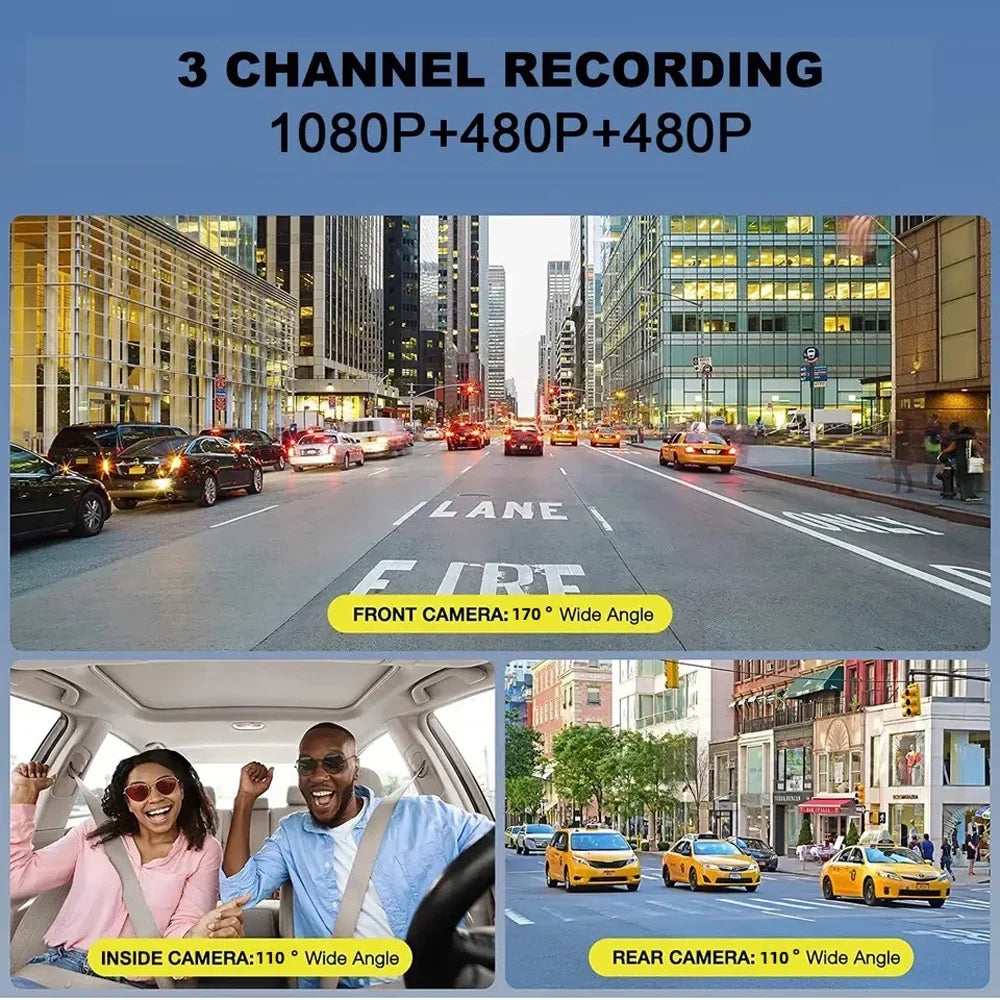 GoolRC Dash Camera,Dash Camera Car Camera Auto Car Rearview Mirror Safety Mirror Car Video 3 Cameras Rearview Mirror Car 2in Clear Car Clear Car Rearview Dash Cam Cabin Inside 3 VideoDash Buzhi
