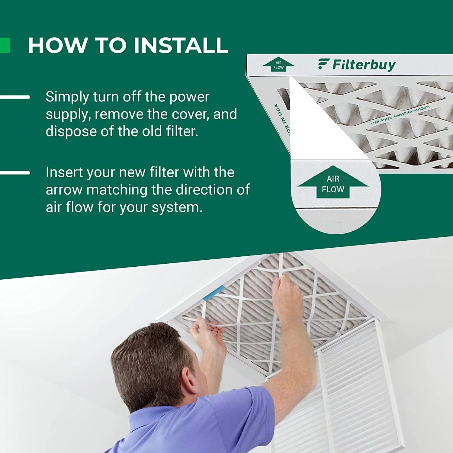 Filterbuy 24x24x1 MERV 11 Pleated HVAC AC Furnace Air Filters (5-Pack)