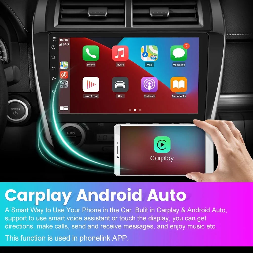 10 inch Touch Screen Car Radio Stereo Matching for Toyota Camry 2012 2013 2014, with Carplay Android Auto GPS/FM/Wifi/USB, Support SWC,Bluetooth,GPS Navigation