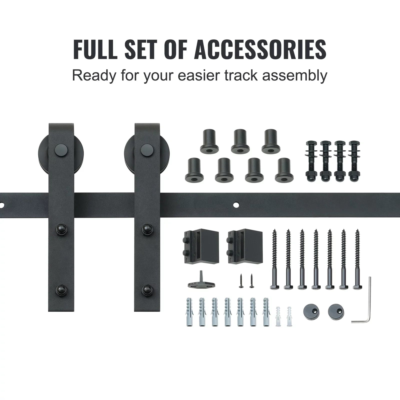 BENTISM 8FT Sliding Barn Door Hardware Closet Track Kit for Single Door J Hanger