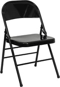 HERCULES Series Triple Braced & Double Hinged Black Metal Folding Chair