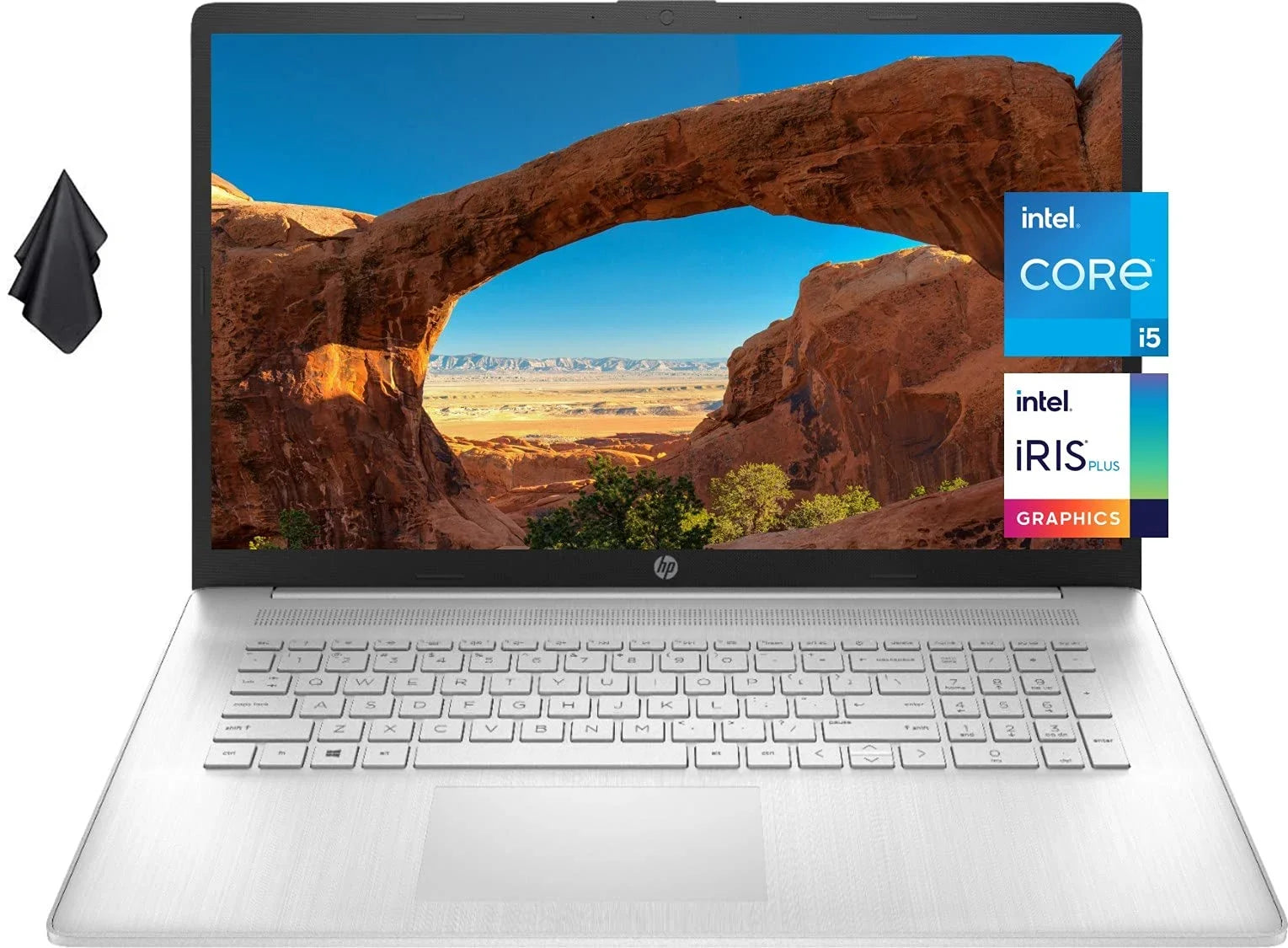 2021 Newest HP 17 Laptop, 17" HD+ Anti-Glare Screen, 11th Gen Core i5-1135G7, Iris Xe Graphics, 32 GB RAM, 2 TB HDD, Long Battery Life, Webcam, Mics, Win10, Silver + Oydisen Cloth