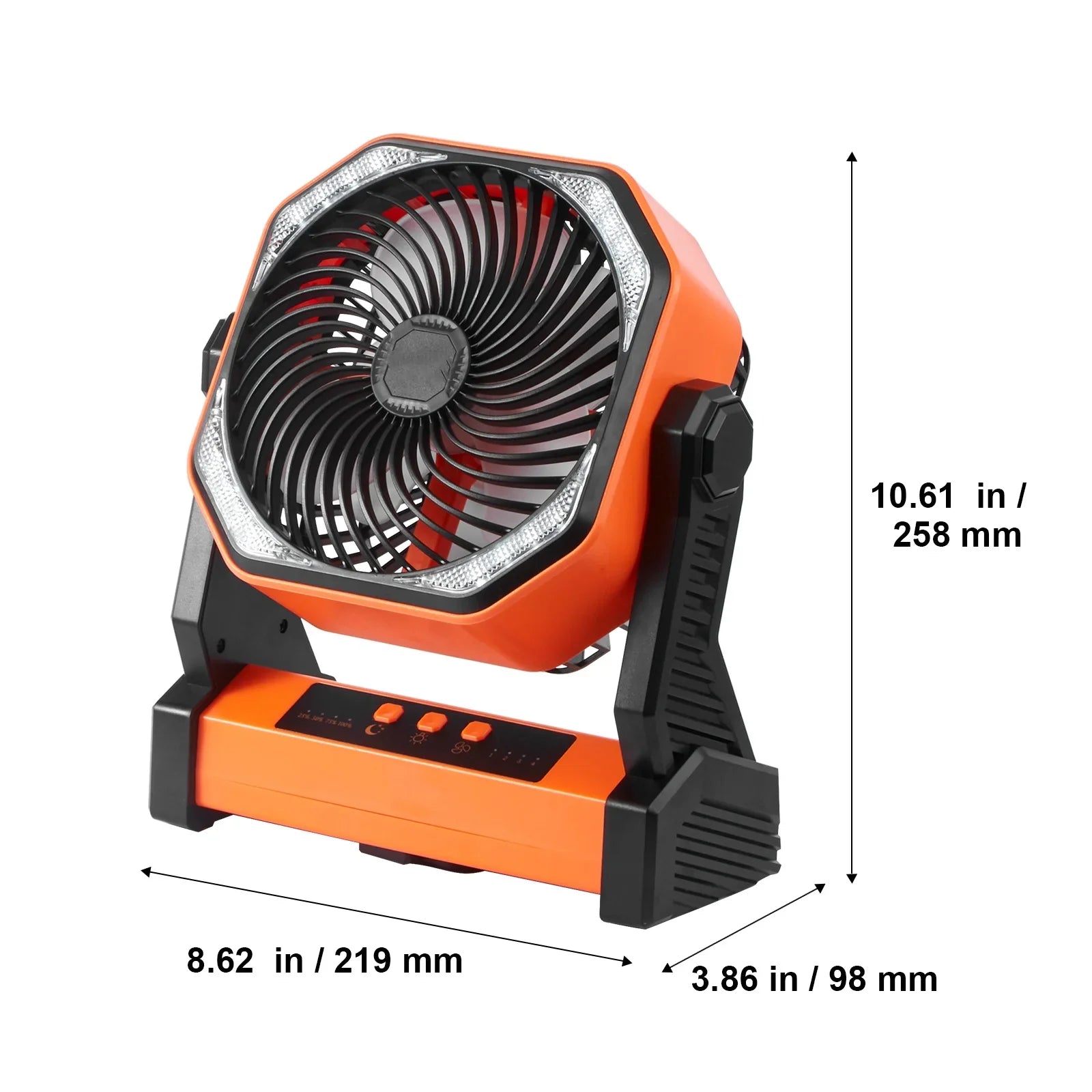 SKYSHALO 8 inch Portable Fan Rechargeable with LED Lantern 4 Speeds Adjustable