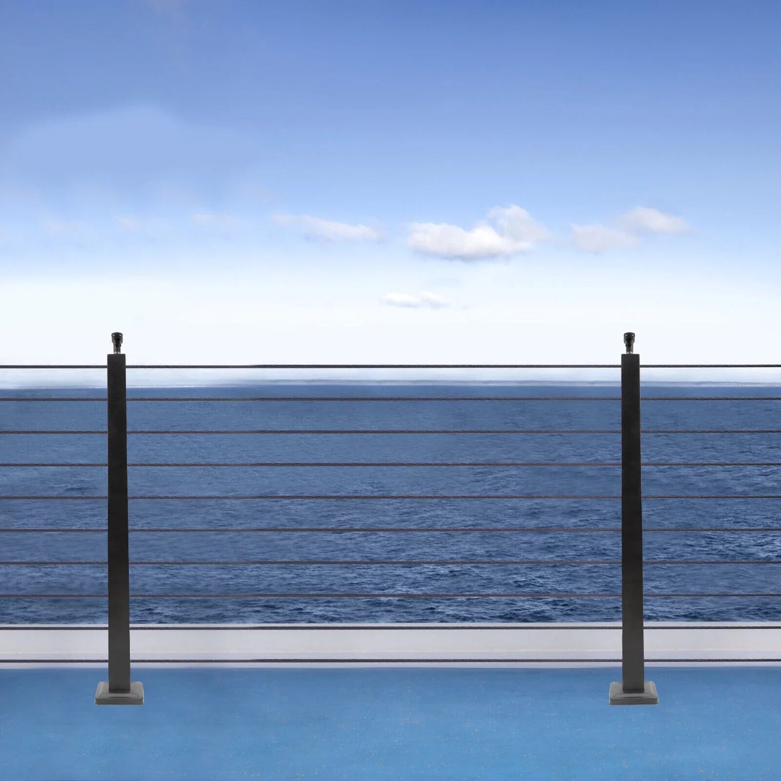 Cable Railing Post 36''x2''x2'' Stainless Steel Square Fence Post Level Two Sides Pre-Drilled for Wood Concrete Level Deck Cable Railing System