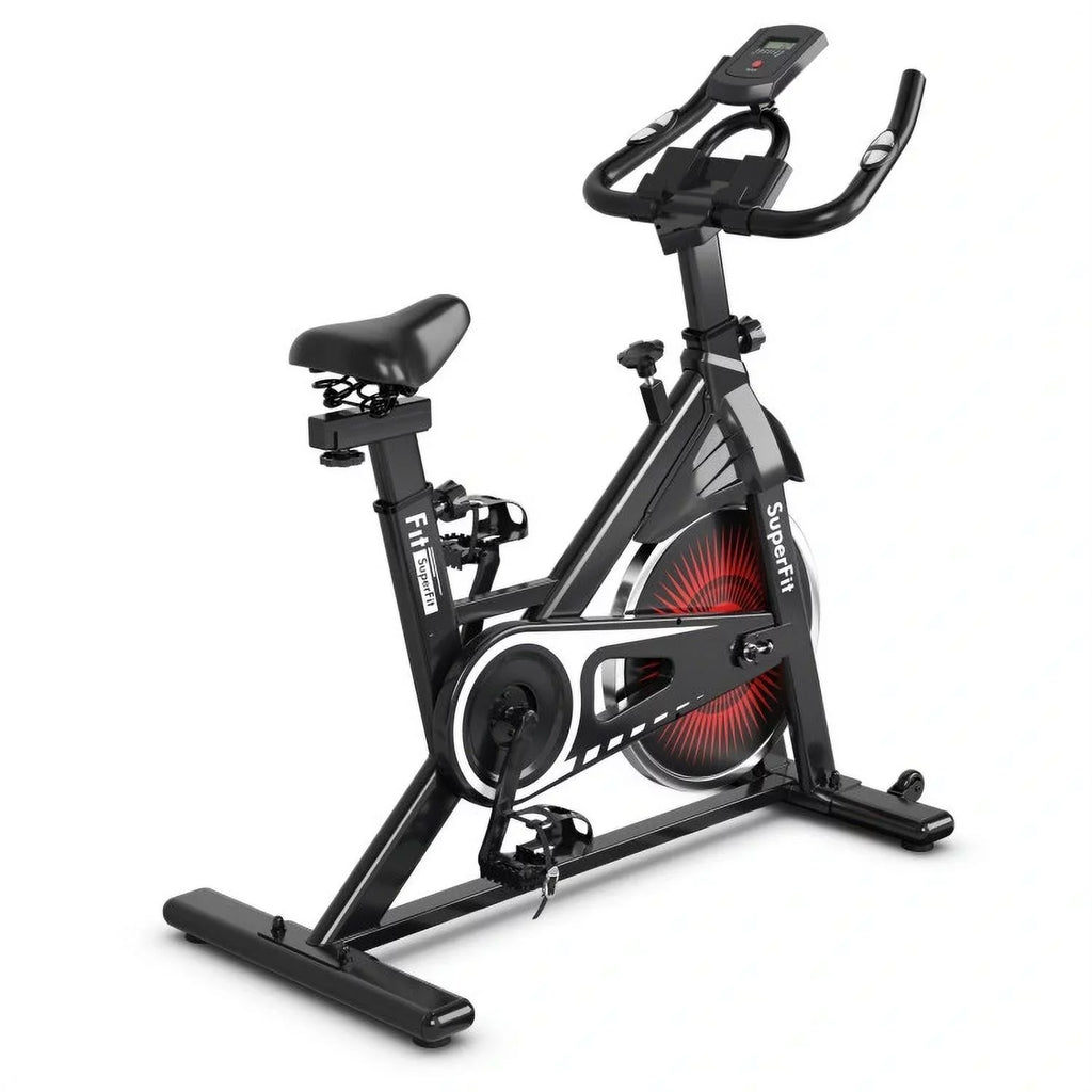 FEIKUQI Exercise Bicycle, Adjustable Resistance Silent Belt Drive, Gym Indoor Stationary Bike, Red