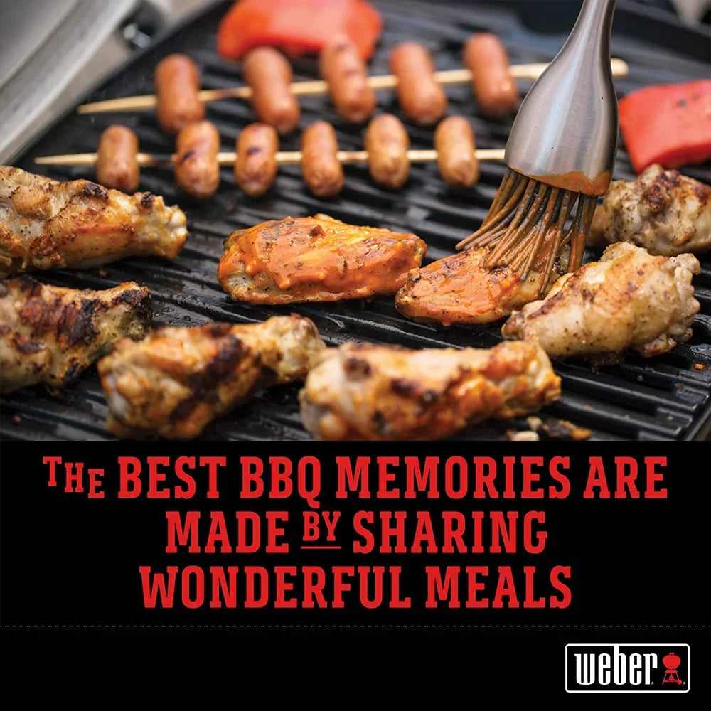 Weber 7646 Cast Iron Cooking Grates for Weber Q 300/3000 Series Grills Bundle with Generic Aluminum Drip Pans Set of 3 and Grill Shield Barbecue Waterproof Outdoor Protection