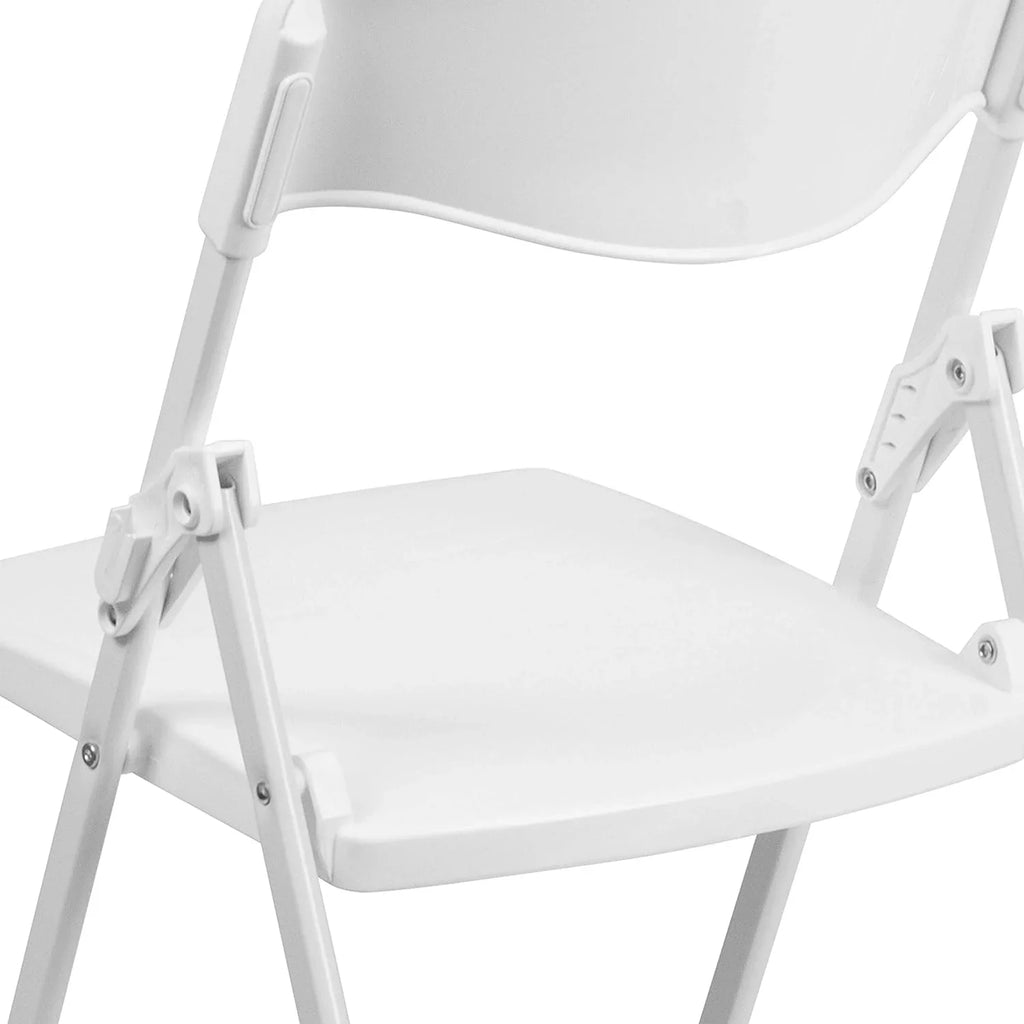 HERCULES Series 500 Lb. Capacity Heavy Duty White Plastic Folding Chair With Built-In Ganging Brackets