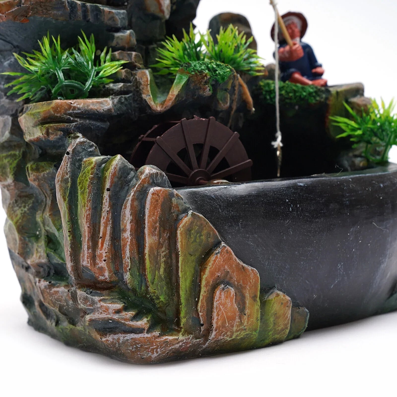 ZhdnBhnos Rockery Waterfall Water Fountains Desktop Ornament Indoor Feng Shui Zen Table Decoration with LED Light