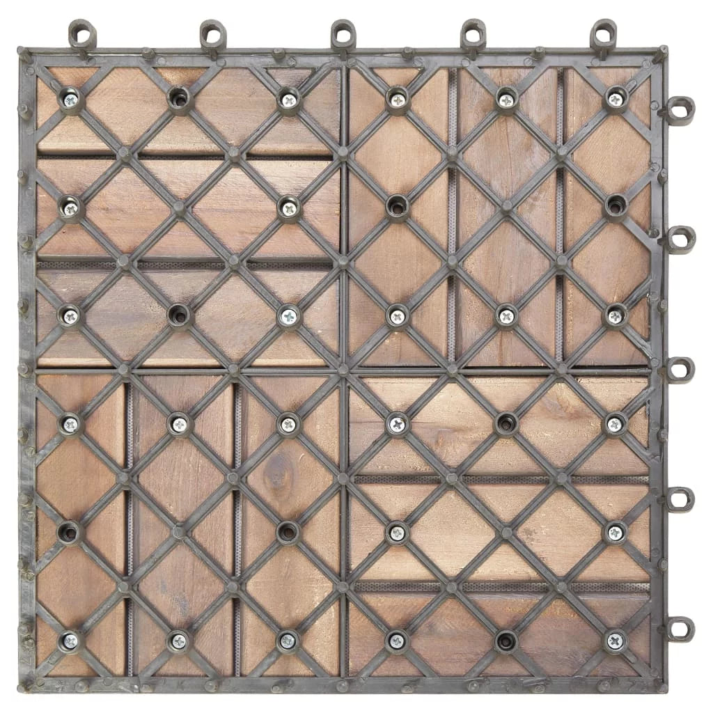 Anself 10 Piece Deck Patio Pavers Tiles Set Acacia Wood Interlocking Decking Flooring Tiles Bathroom Patio Poor Balconies Spa Area Suit for Indoor Use Gray Wash 11.8 x 11.8 Inches (L x W)