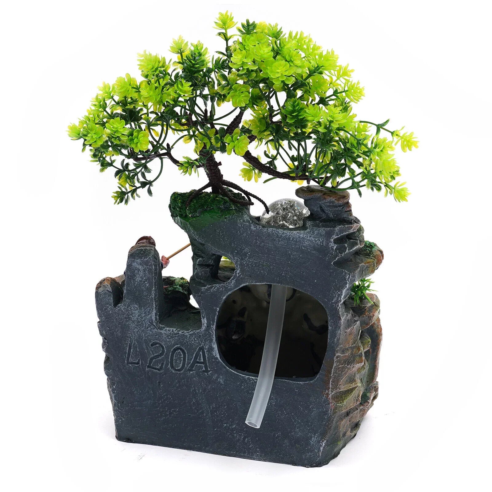 ZhdnBhnos Rockery Waterfall Water Fountains Desktop Ornament Indoor Feng Shui Zen Table Decoration with LED Light
