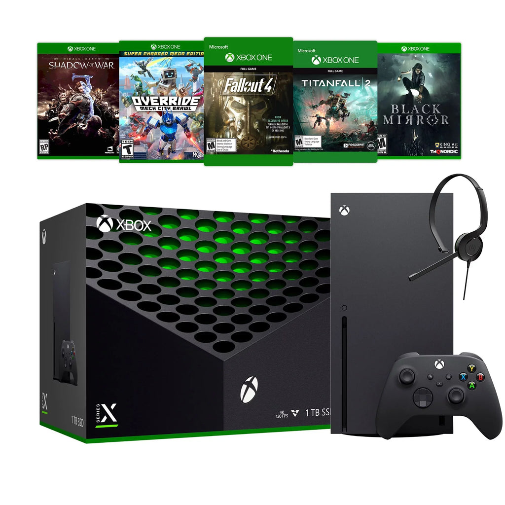 Microsoft Xbox Series X Deluxe Bundle - 1TB SSD Flagship Black Xbox X Console and Wireless Controller with Five Games and Xbox Chat Headset