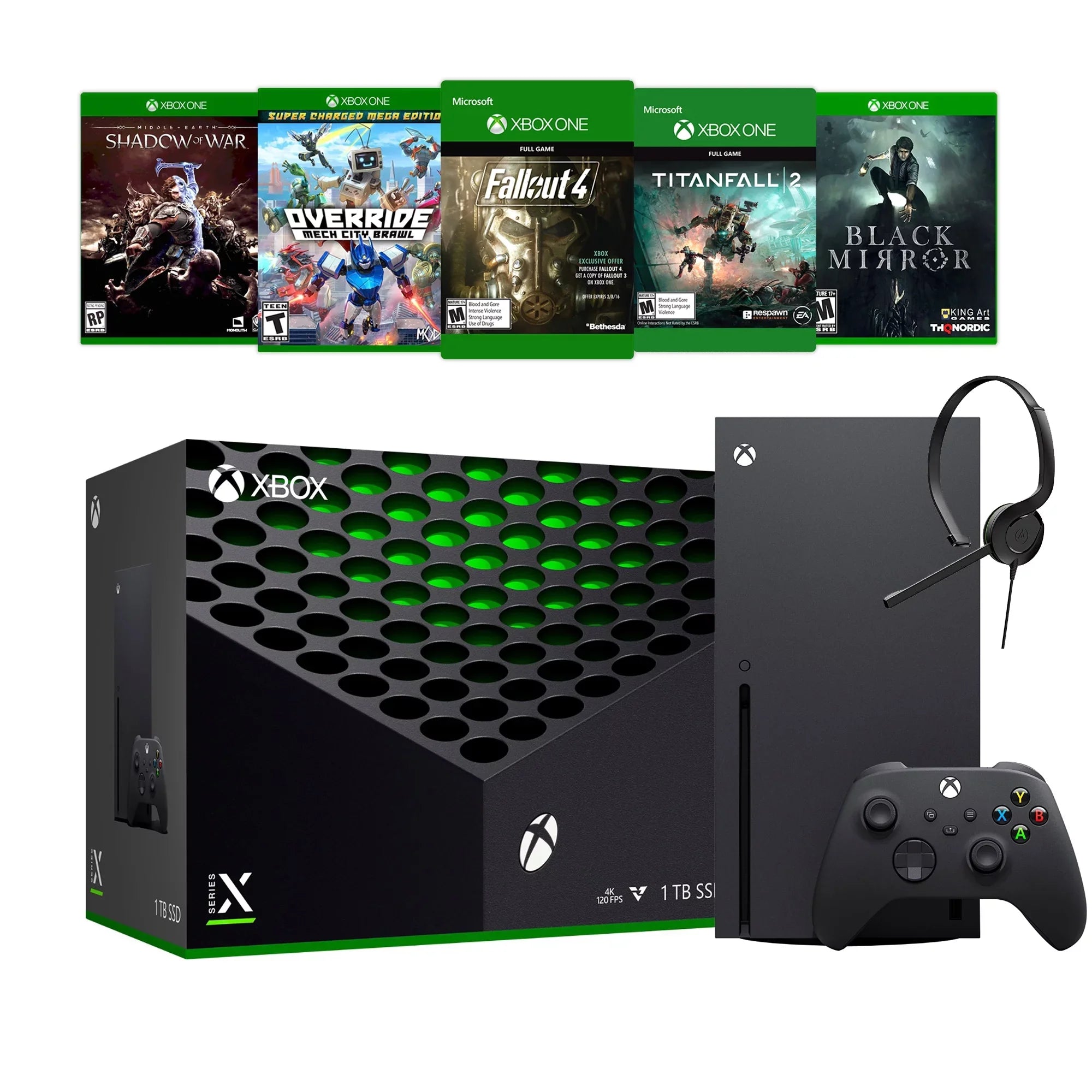 Microsoft Xbox Series X Deluxe Bundle - 1TB SSD Flagship Black Xbox X Console and Wireless Controller with Five Games and Xbox Chat Headset