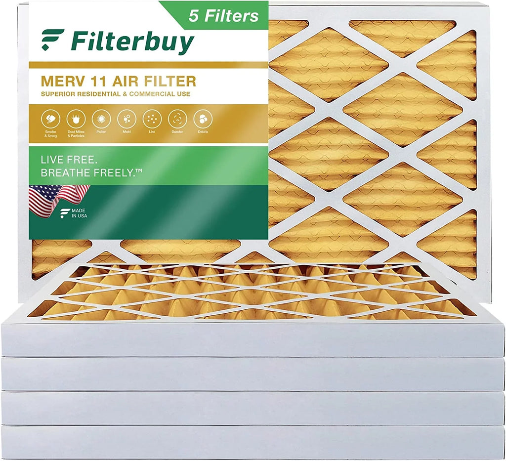 Filterbuy 20x32x2 MERV 11 Pleated HVAC AC Furnace Air Filters (5-Pack)