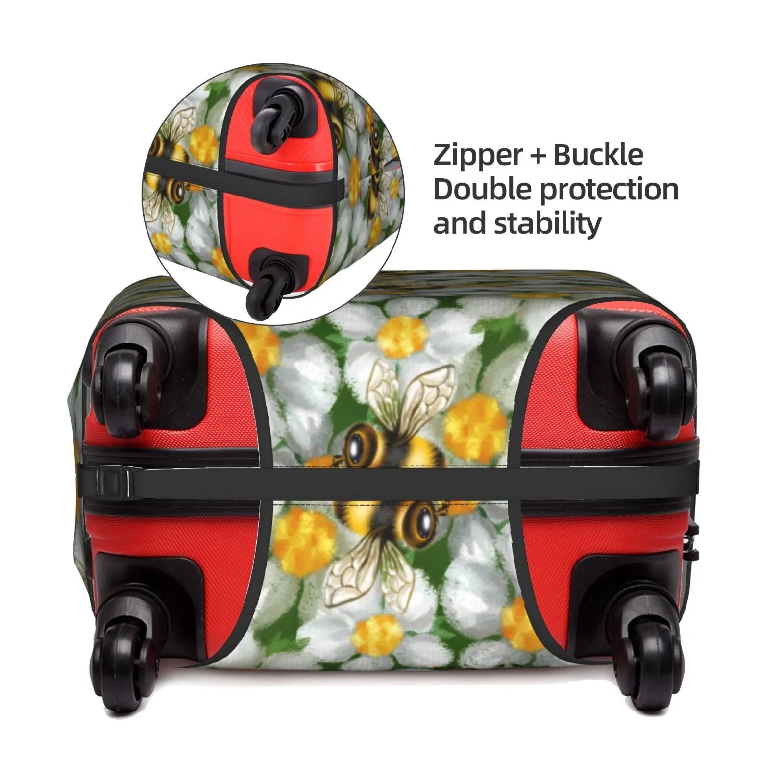 Kll Bees And Flower Luggage Wrap Suitcase Wrap Suitcase Protector-