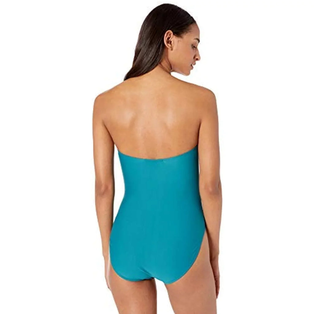 Jessica Simpson Women's One-Piece Bandeau Swimsuit Bathingsuit, Chop & Change Multi, S