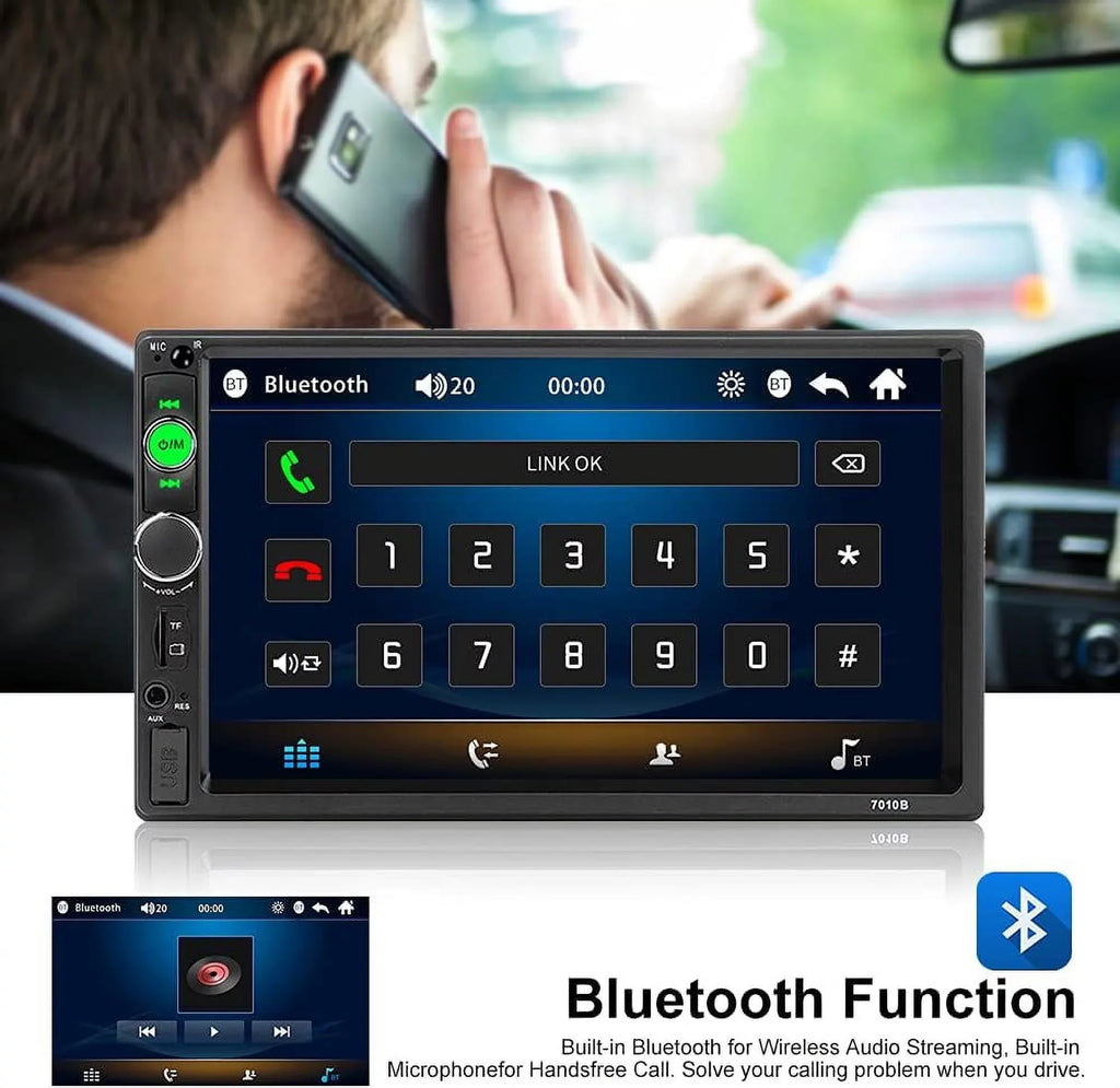 HD Touch Screen Car Stereo Car MP4 MP5 player 2 DIN Bluetooth 7 Inch car radio with Rear View Camera/ Mirror Link /Car Audio /Video /FM /USB /TF /AUX