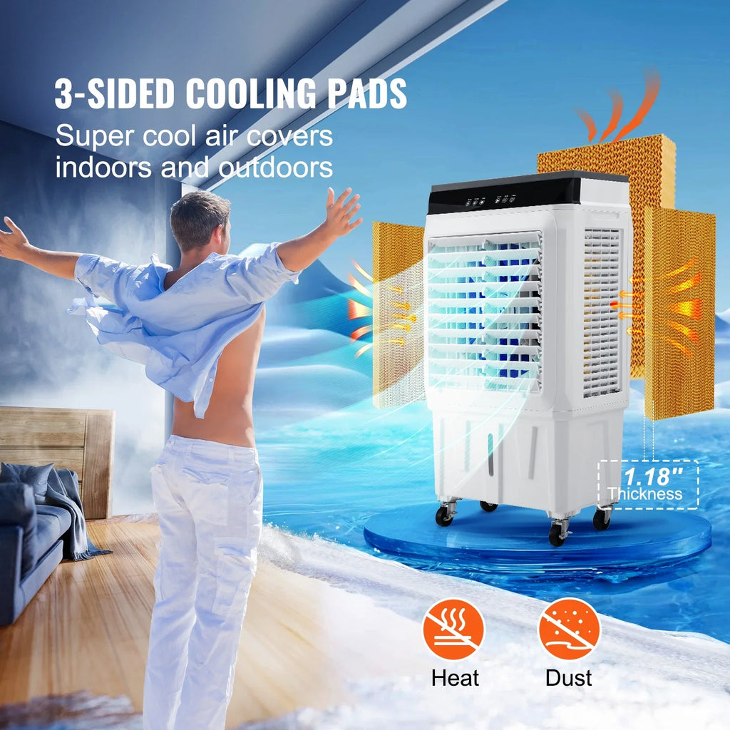 SKYSHALO Evaporative Cooler Swamp Cooler 3-in-1 2100 CFM 7 Gal 12h Timer Air Humidifier