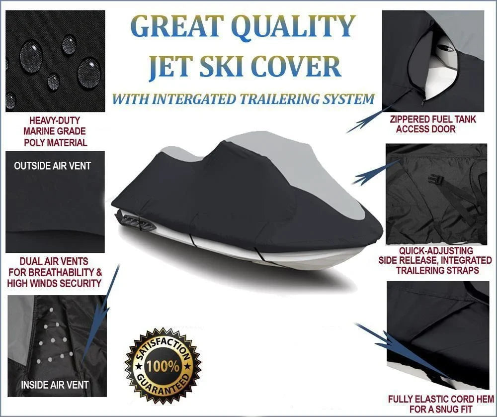 SUPER HEAVY-DUTY PWC JetSki Protection Fitting for Polaris SLXH 1997 1998 Jet Ski Trailerable Protection Black/Grey 1-2 Seater