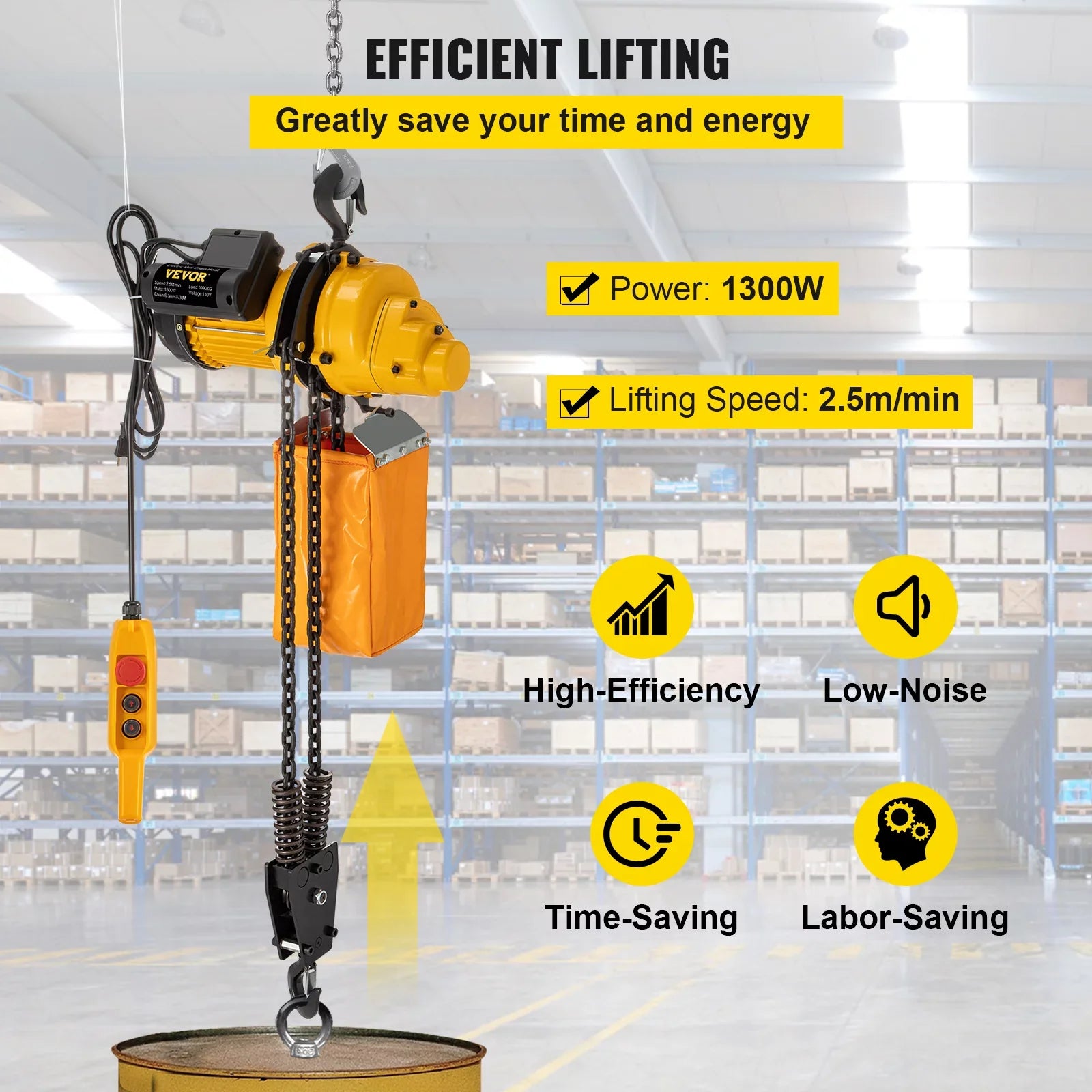 VEVOR Lift Electric Hoist, 2200 lbs Electric Winch w/ 10ft Wired Remote Control, 110V Overhead Crane Garage Ceiling Pulley Winch of 10ft Lift Height, Used In Factories, Warehouses, Construction