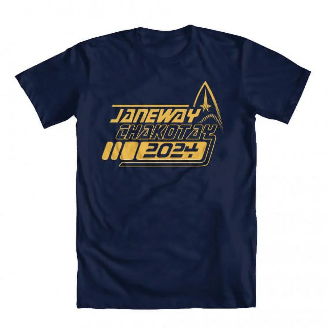 GEEK TEEZ Janeway Chakotay 2024 Original Artwork Inspired by Star Trek Men's T-shirt Blue XX-Large