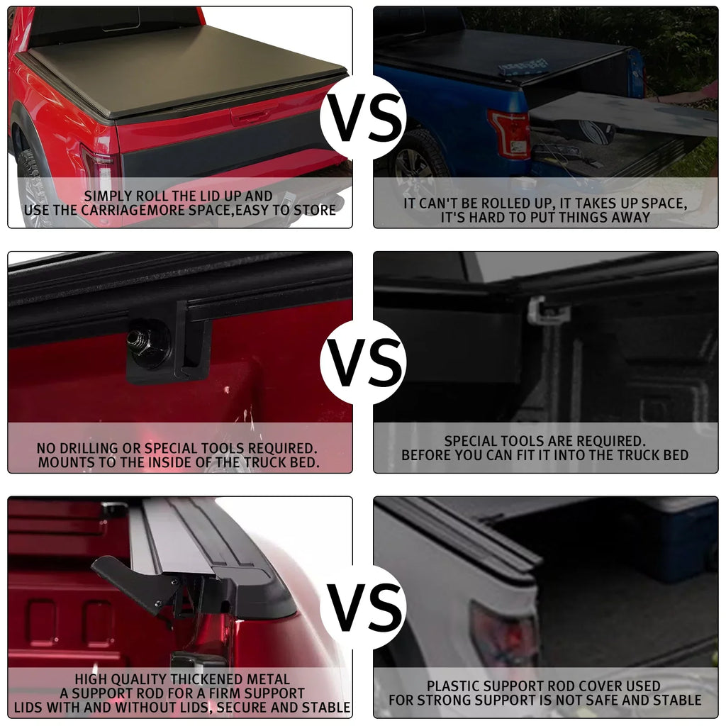 XTWEEX Soft Roll Up Truck Bed Tonneau Protection Fits 2002-2023 Dodge Ram 1500 | 2003-2023 Ram 2500 3500 | 2019+ Ram 1500 Classic Body(Not for New Body) 6.4 FT Bed W/O Rambox