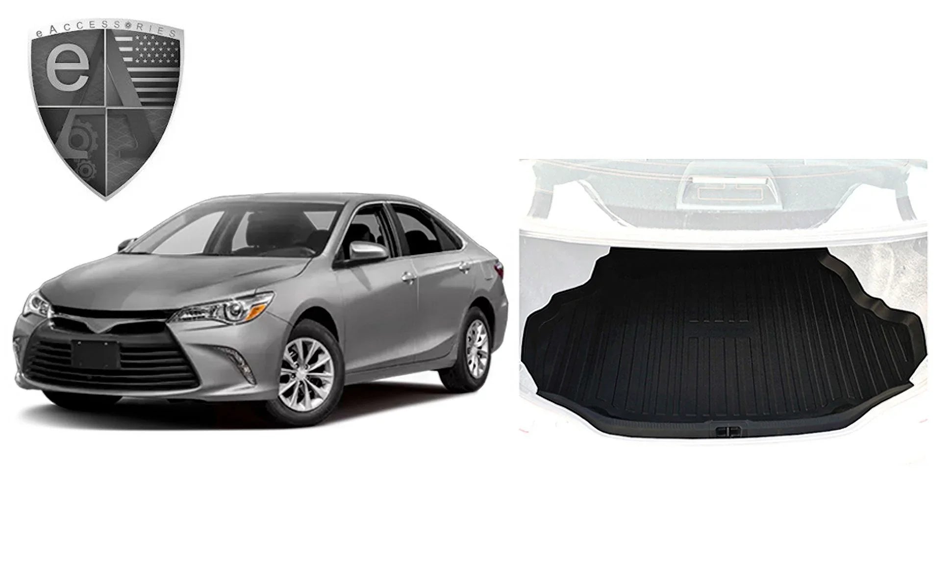 EACCESSORIES EA Cargo Liner – Trunk Mat for Toyota Camry 2012-2017 – Strong Trunk Mats for Cars with Raised Lip – Non-Slip Car Trunk Mat Rubber – Easy to Install – Laser Pre-Cut Design