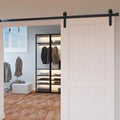BENTISM 8FT Sliding Barn Door Hardware Closet Track Kit for Single Door J Hanger