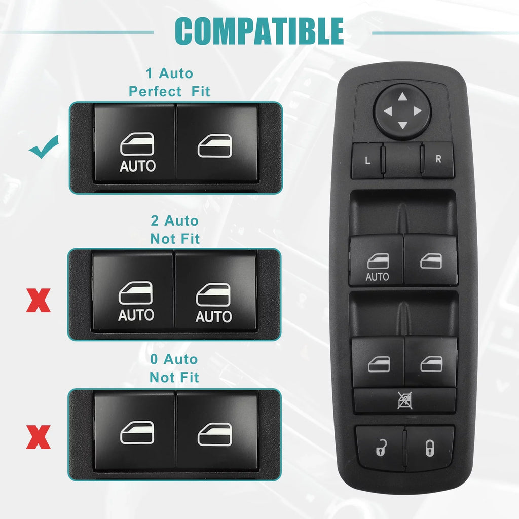 Unique Bargains Front Left Driver Side Master Power Window Switch for Dodge Journey 2017 2018 2019 68307001AA Black