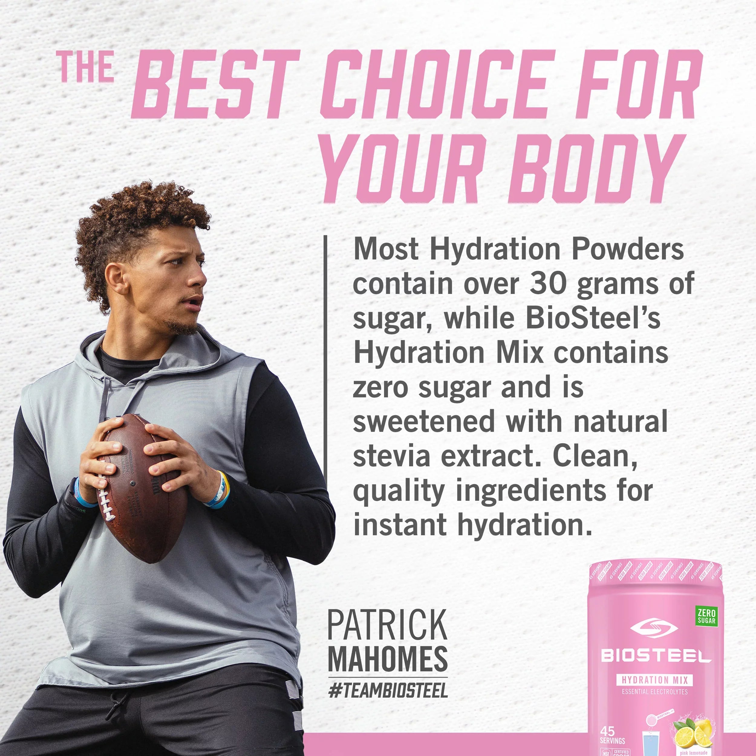 BioSteel Zero Sugar Hydration Mix, Outstanding Tasting Hydration with 5 Essential Electrolytes, Pink Lemonade Flavor, 45 Servings per Tub