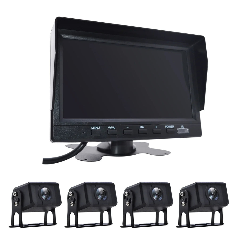 7" Monitor DVR Driving Video Recorder for RV Truck Bus+4 Rear View Backup Camera