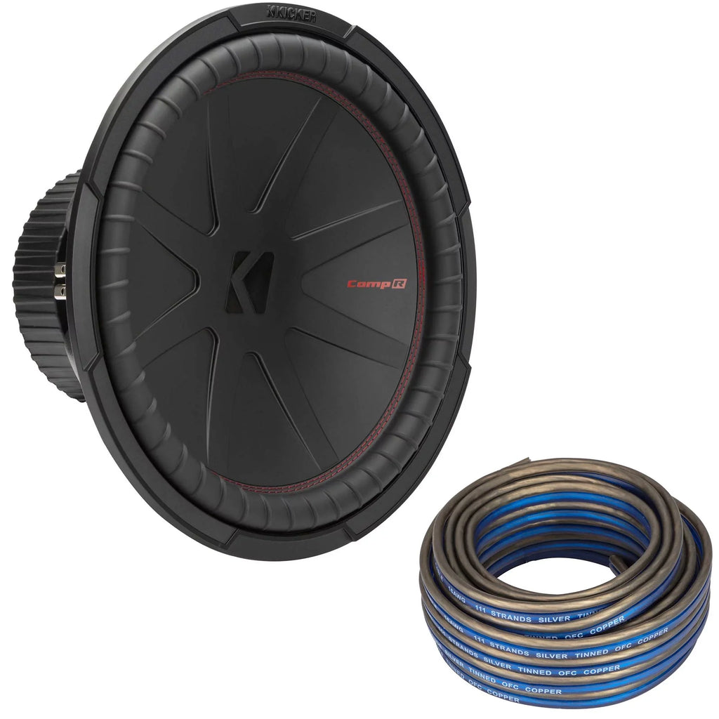 Kicker 48CWR152 CompR 15" Subwoofer, DVC, 2-ohm - Includes Speaker Wire