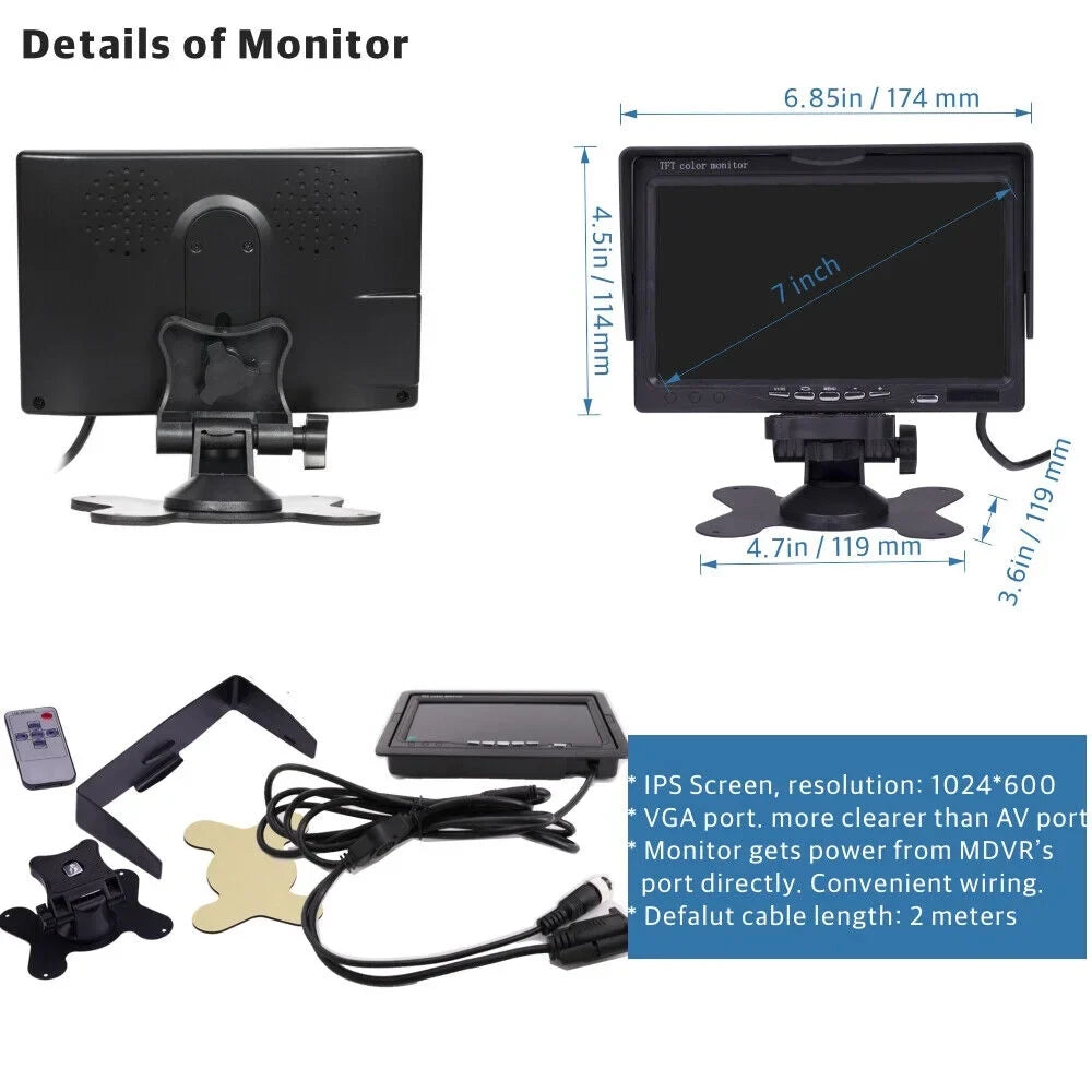 JOINLGO 4 Channel 1080P GPS Track Truck Camera System Loop Record Video Recorder Motion Detection/Delay Power Off/Playback for Truck Bus RV