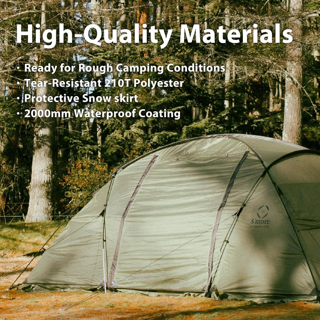 YANPO Glamping Tent with Porch, 2/3/4/5/6 Person Strong Climate Camping Tent, Large Family Tent with Room Divider, Easy Setup Tent with Screen Room