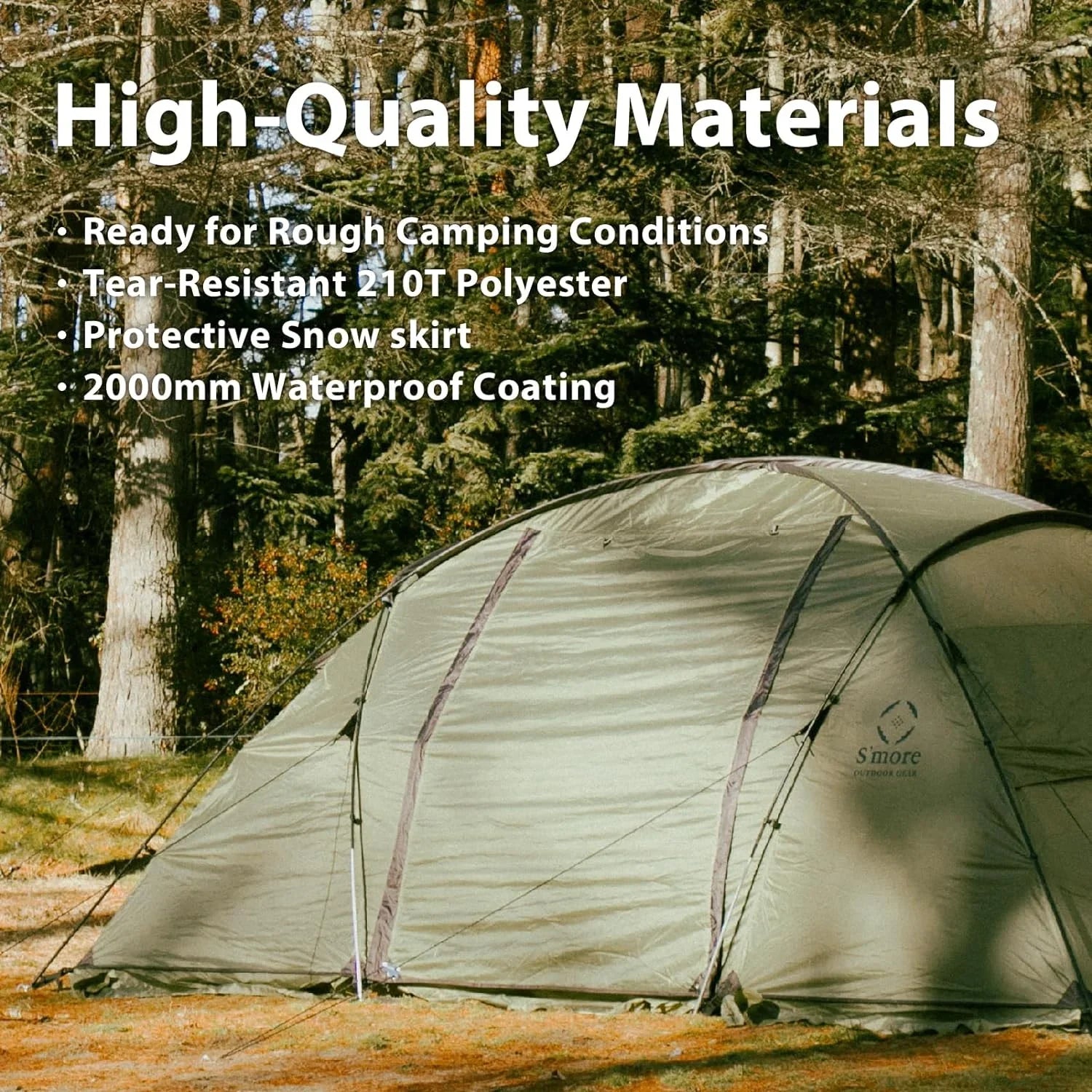 YANPO Glamping Tent with Porch, 2/3/4/5/6 Person Strong Climate Camping Tent, Large Family Tent with Room Divider, Easy Setup Tent with Screen Room