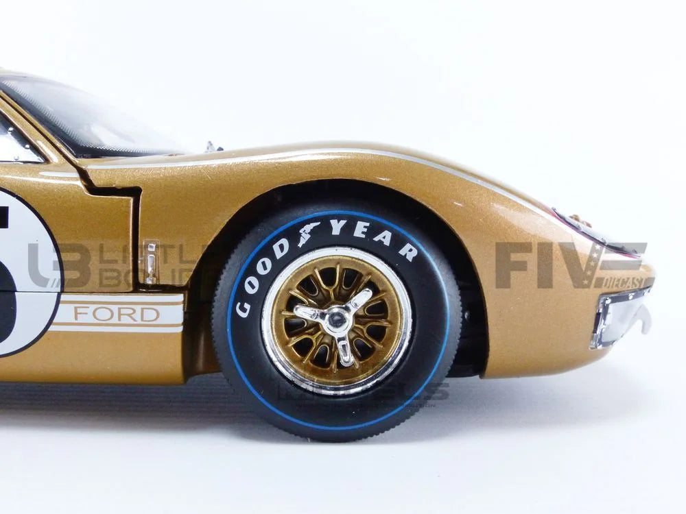 1966 Ford GT-40 MK II #5 Gold Le Mans 1/18 Diecast Model Car by Shelby Collectibles