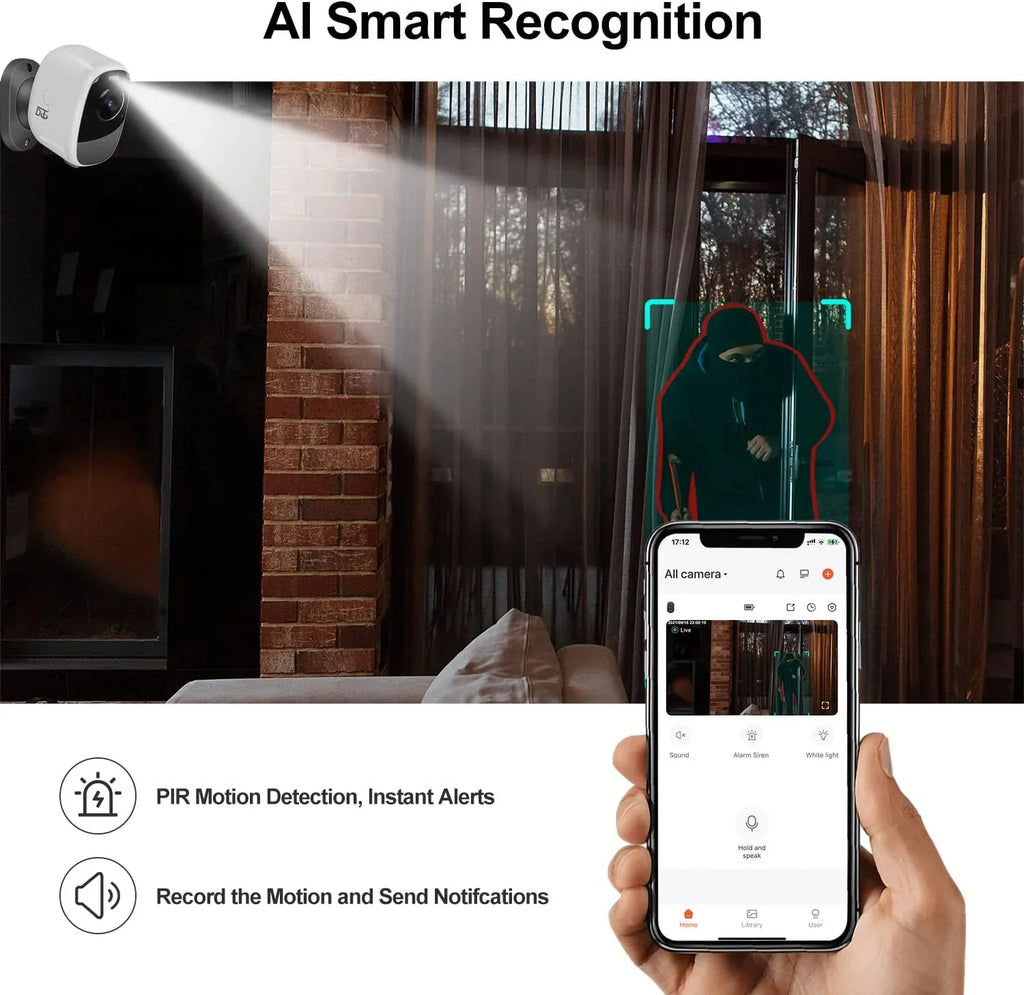 YUNWEN Solar Camera Outdoor Wireless: Magnetic WiFi 4MP Security Camera Battery Powered PIR/AI Motion Detection Two-Way Talk Spotlight Siren Alarm IP66 Waterproof Cloud/SD Storage