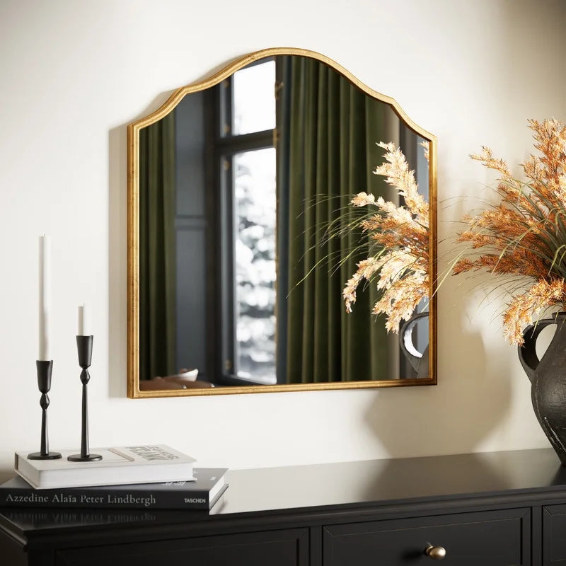 Lizette Gold Wide Arch Metal Farmhouse Wall Mirror