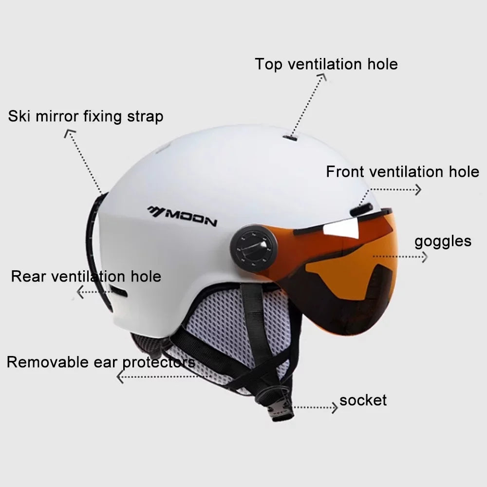 MOON Skiing Snowboard Skateboard Helmets - Winter Windproof Cycling Safety Gear