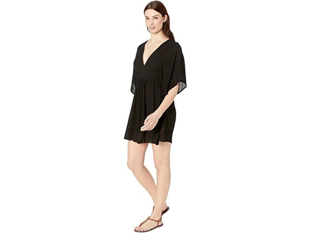 Ralph Lauren BLACK Crinkle Rayon Coating Tunic Dress, US X-Small, UK 6
