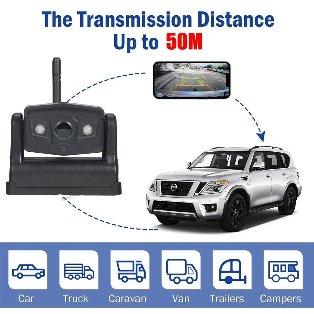 JahyElec WiFi Wireless Backup Camera, Magnetic Mount, 9600mAh Battery, Excellent for Front/Rear View