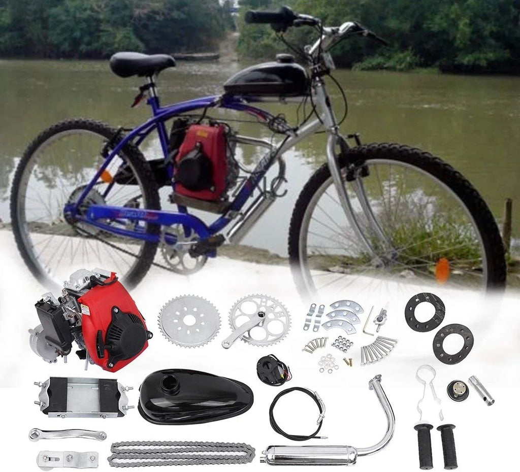 PEXMOR 53cc 4-Stroke Bike Motor Bicycle Engine Kit, Motorized Gas Bike Conversion Kit, Bicycle Motor Kit Cycle Gasoline Petrol Motor Refit Set Super Fuel-efficient for 26-28" Bikes with V-Frame