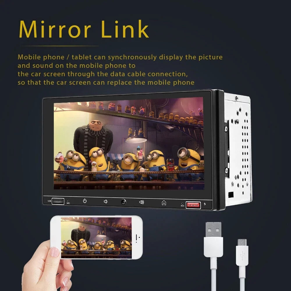 KingFurt Car Stereo with Apple Carplay & Android Auto Play MP5 Camera 7" HD Screen, FM Radio, Mirror Link