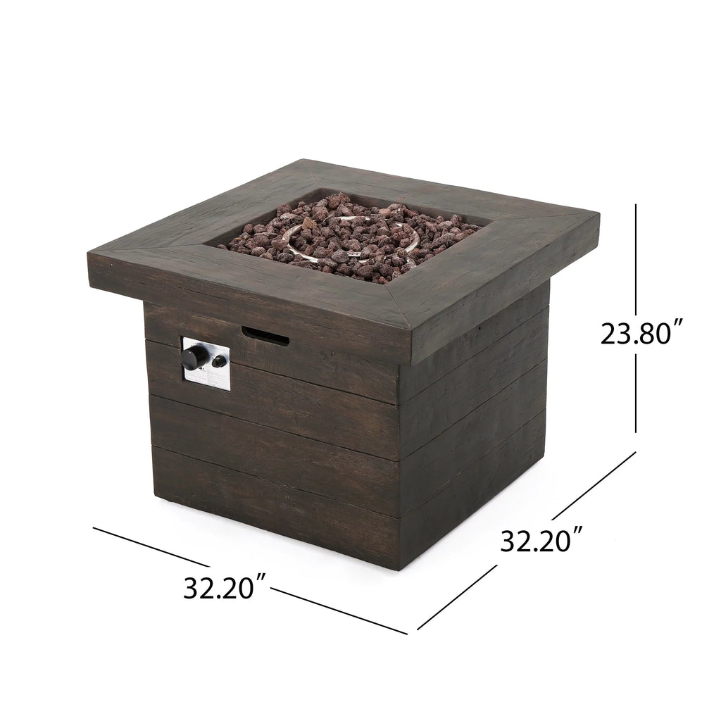 Ollie Outdoor 4-Seater Wicker Club Chat Chair Set with Fire Pit, Brown and Mixed Beige
