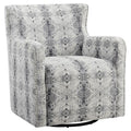 Lexicon Lonita 30" Contemporary Chenille Geometric Swivel Chair in Off White